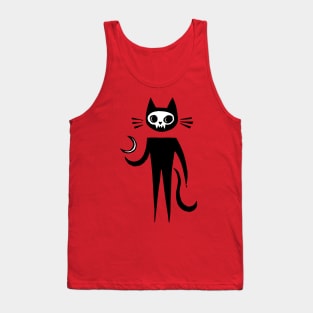 Skeleton Kitty Cat Standing in the Moonlight Tank Top